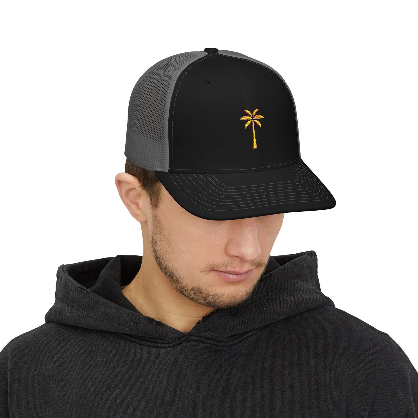 Gold Palm Hat - Snapback Trucker Cap, Summer Hat, Gift for Him/Her