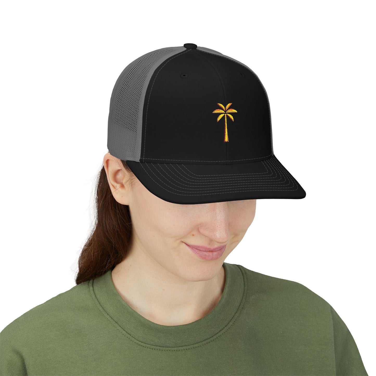 Gold Palm Hat - Snapback Trucker Cap, Summer Hat, Gift for Him/Her